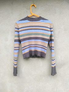 Striped Ribbed Knit Sweater