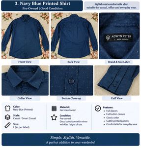 Navy Blue Printed Full Sleeve Shirt