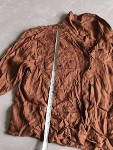 Brown Long Sleeve Button-Up Shirt