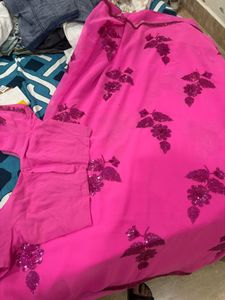 Vibrant Pink Embroidered saree