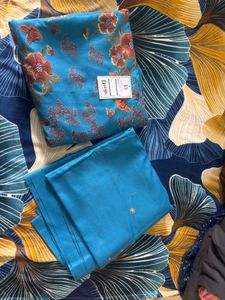 Beautiful Teal Embroidered Dress Material
