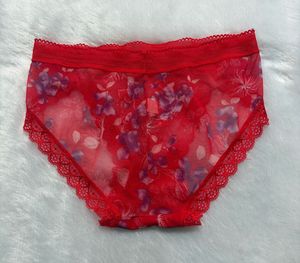 Red Floral Lace Briefs