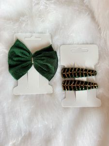 Green & Gold Hair Accessories Set