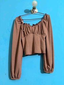Chic Puff Sleeve Ribbed Top
