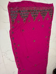 Vibrant Pink Embellished Saree