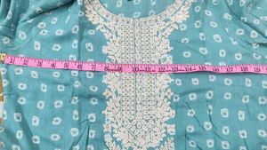 Teal Printed Kurti with Embroidery