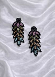Leafy Beaded Drop Earrings