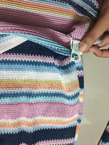 Striped Knit off shoulder Mini Dress