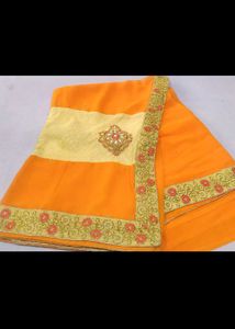 Orange Embroidered Saree,