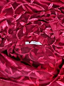 Maroon Embellished Boat Neck Maxi Dress