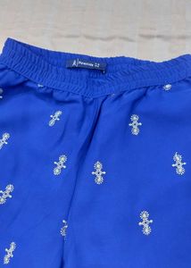 Blue Ethnic Crop Top &amp; Palazzo Set