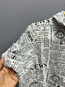 Newspaper Print Button-Up Shirt