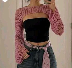 Pink Crochet Shrug
