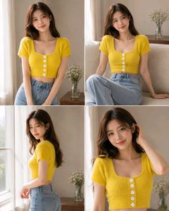 Yellow Cropped Cardigan