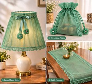 Elegant Green Lace Trim Dupatta