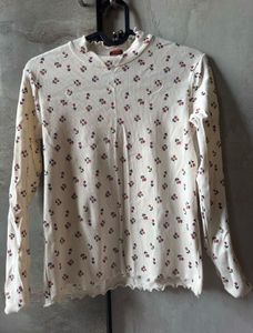 Cream Floral Long Sleeve Top