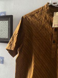Men's Brown Striped Kurta