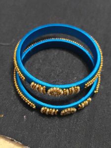 Blue Silk Thread Bangles - Set of 2