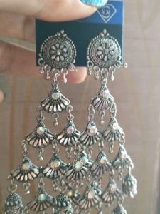 Oxidized Silver Chandbali Kashmiri Earrings