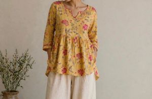 Yellow Floral Print Kurta
