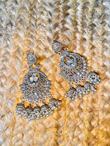 Oxidized Silver Jhumka Earrings
