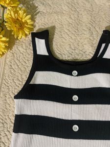 Striped Button-Up Knit Tank Top