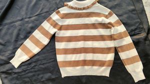 Striped Knit Sweater with Bow Detail