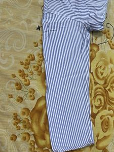 men Blue Striped Kurta Set
