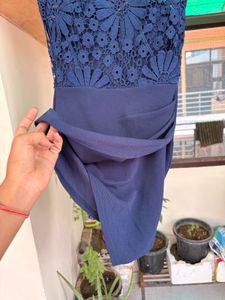 Elegant Navy Blue Lace Dress
