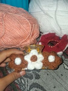 Crocheted Flower Hair Clip