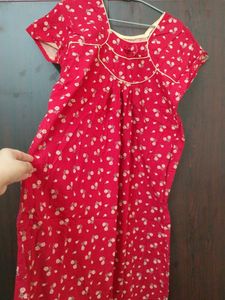 Red Floral Print Nightgown