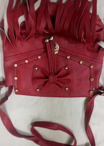 Chic Red Fringed Bow sling bag