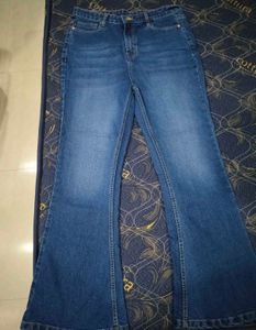 Flared Blue Denim Jeans