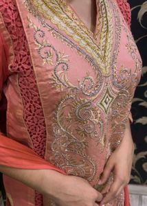 Embellished Peach Kurti set
