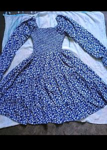 Floral Blue Smocked Dress