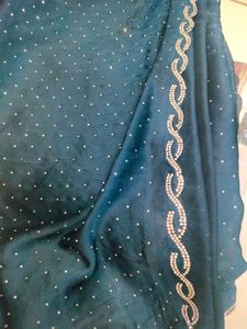 Heavy Wedding Saree With Stone Work