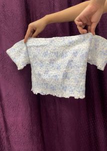 Smocked Off-Shoulder Floral Crop Top