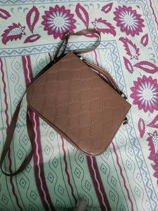 imported Stylish Brown Quilted Crossbody Bag