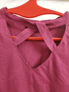 Maroon Crossover Neck T-Shirt