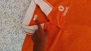 Orange T-shirt with white accents
