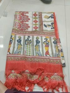 Vibrant Printed dupta with Tassels