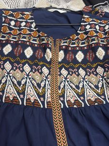 Embroidered Navy Blue Top