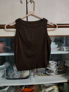 Brown Ribbed Tank Top