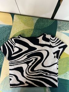 Zebra Print Cutout Sweater Top
