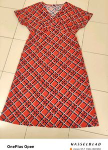 Red &amp; Navy Patterned Dress