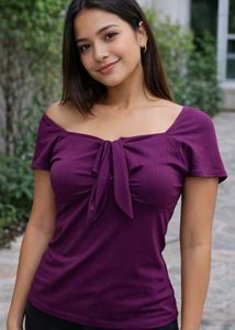 Chic Ribbed Tie-Front Top
