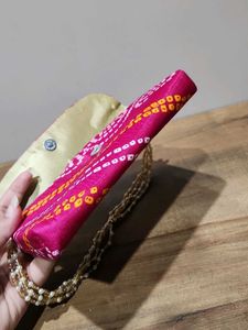 Vibrant Pink Bandhani Clutch Bag
