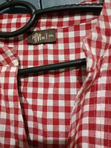 Red &amp; White Checkered Kurta