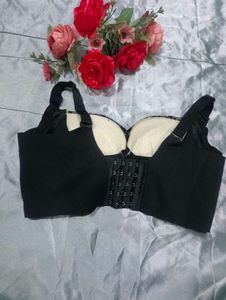 Elegant Black Lace Bra with Golden Trim