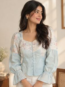 Floral Print v neck top